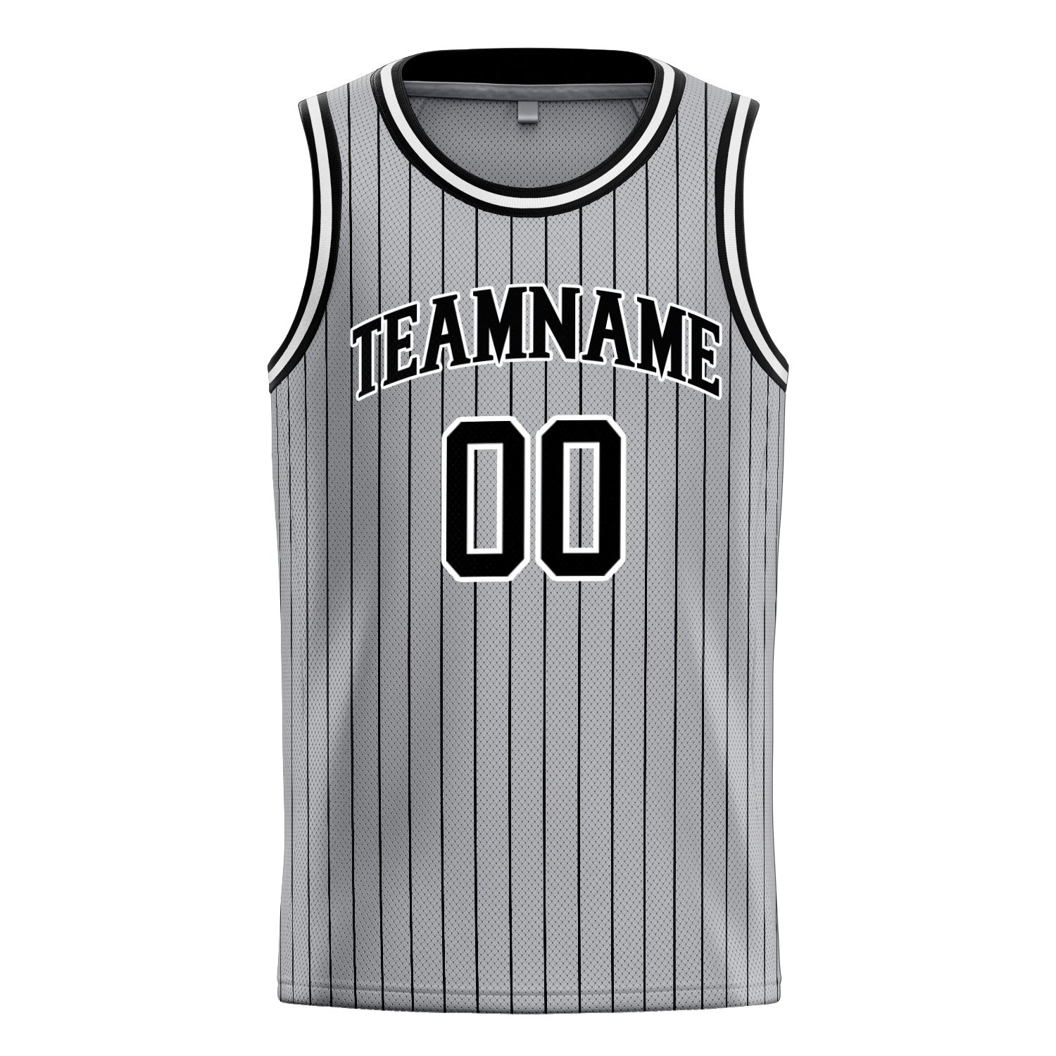 Personalized Gray & Black Pinstripe Basketball Jersey