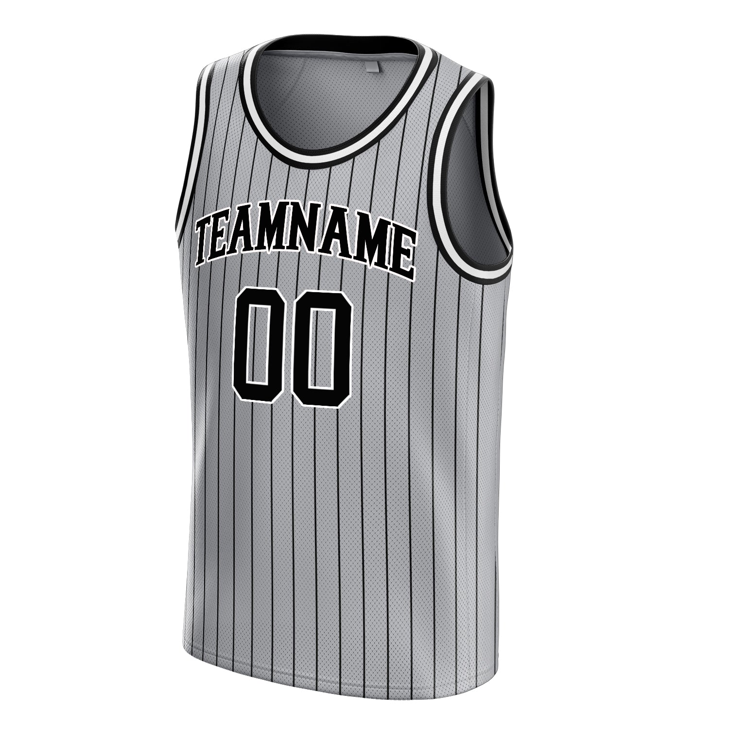 Personalized Gray & Black Pinstripe Basketball Jersey