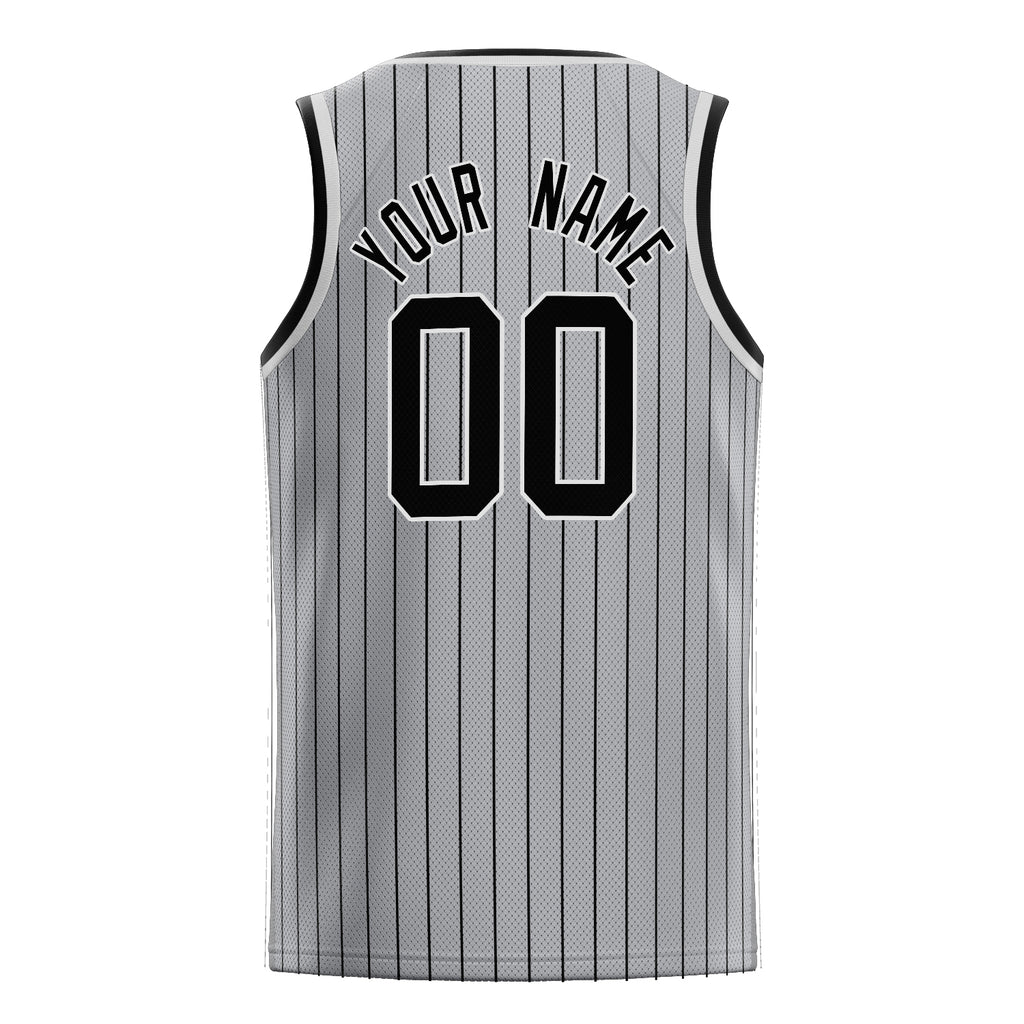 Personalized Gray & Black Pinstripe Basketball Jersey