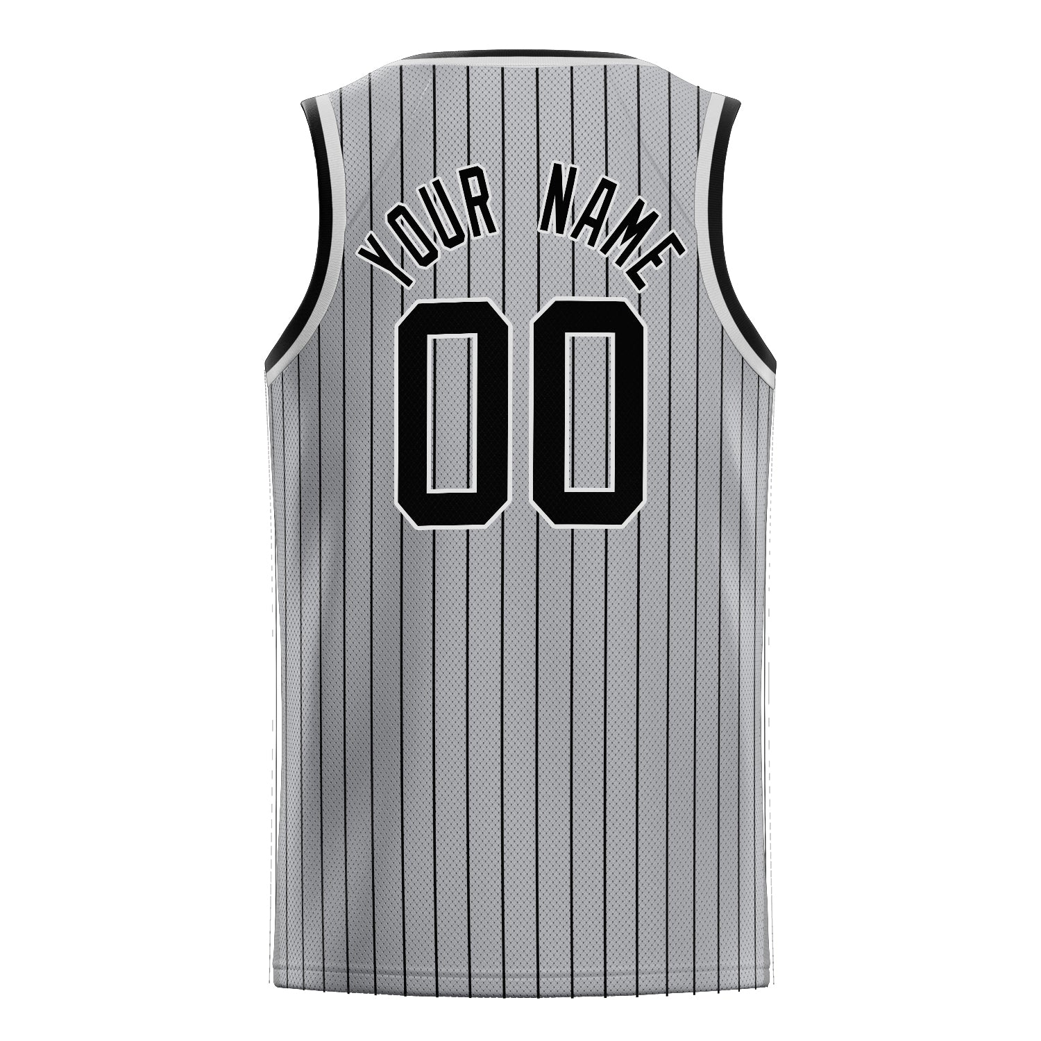 Personalized Gray & Black Pinstripe Basketball Jersey