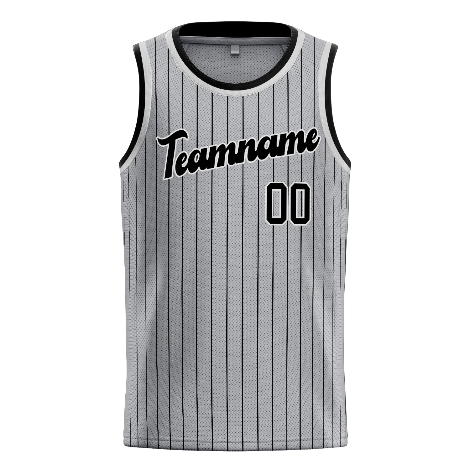Personalized Gray & Black Pinstripe Basketball Jersey