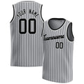 Personalized Gray & Black Pinstripe Basketball Jersey