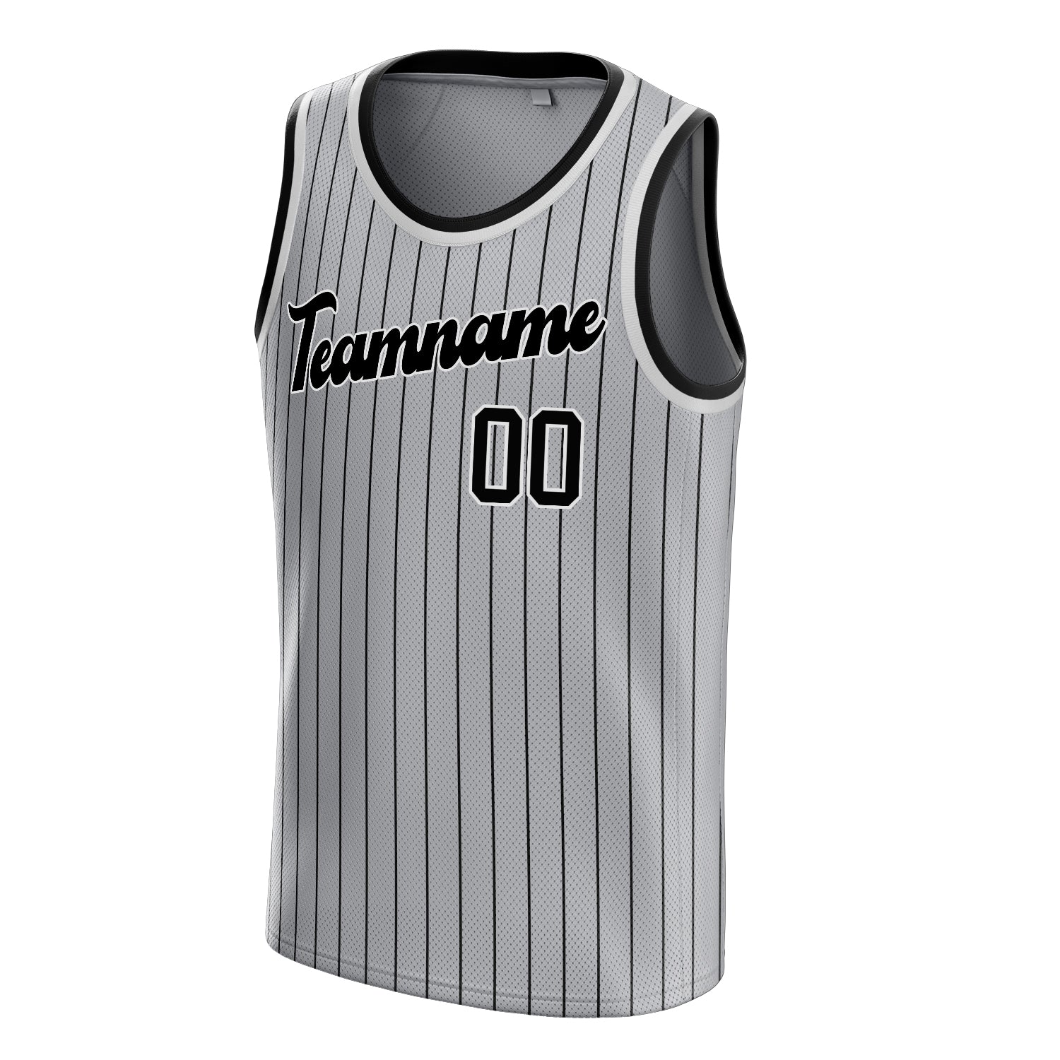Personalized Gray & Black Pinstripe Basketball Jersey