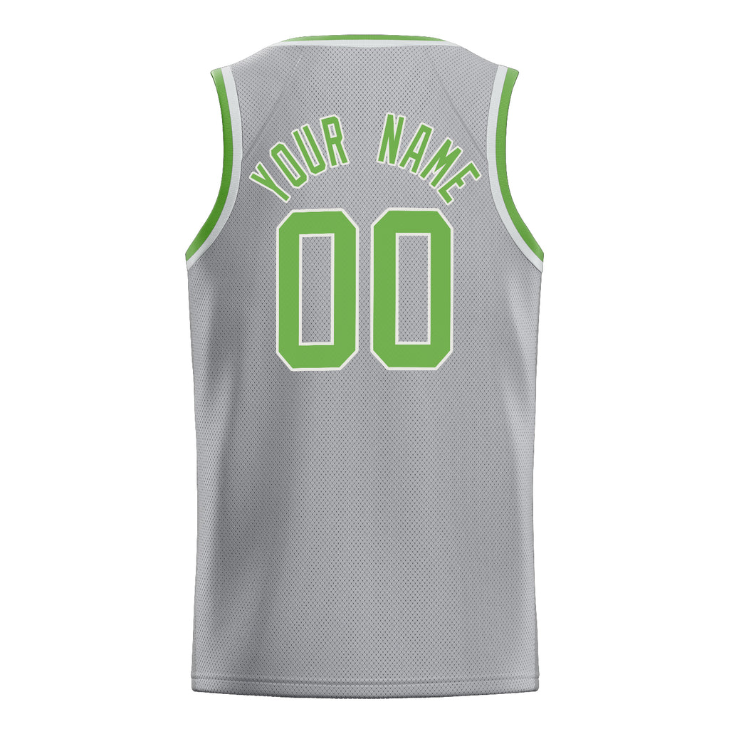 Personalized Gray & Neon Green Solid Color Basketball Jersey