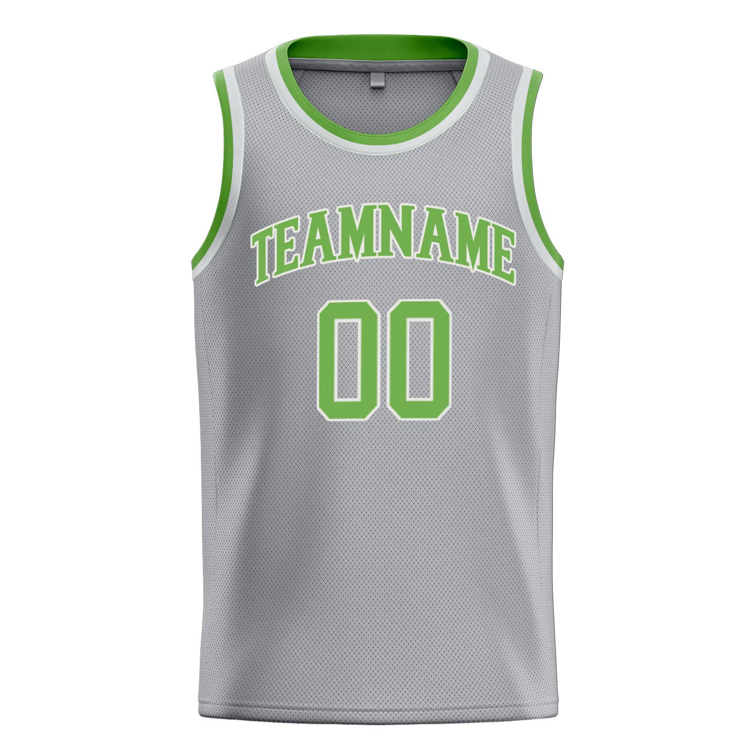 Personalized Gray & Neon Green Solid Color Basketball Jersey