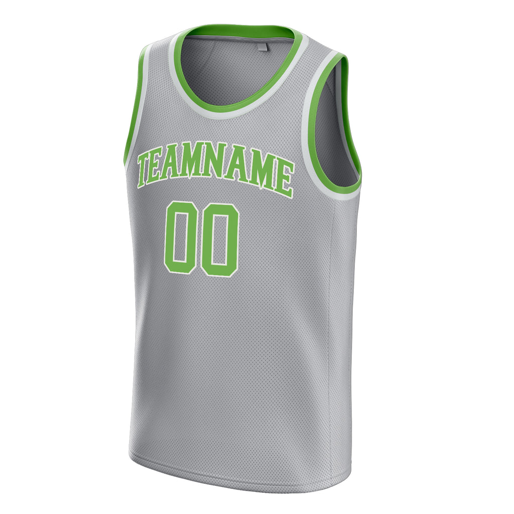 Personalized Gray & Neon Green Solid Color Basketball Jersey