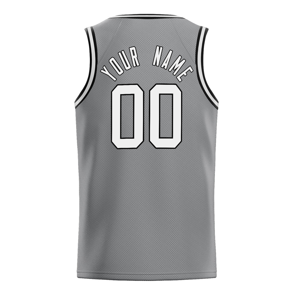 Personalized Gray & White Solid Color Basketball Jersey