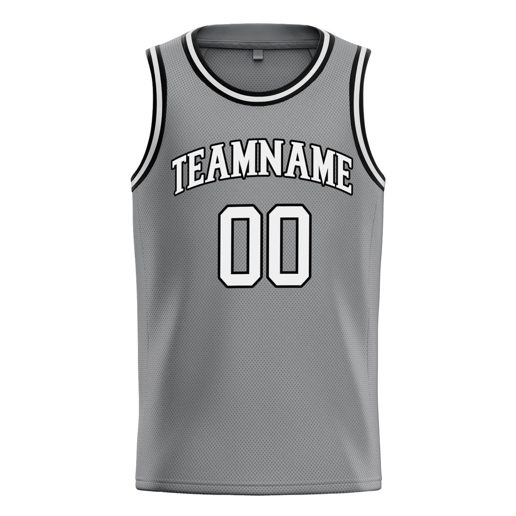 Personalized Gray & White Solid Color Basketball Jersey