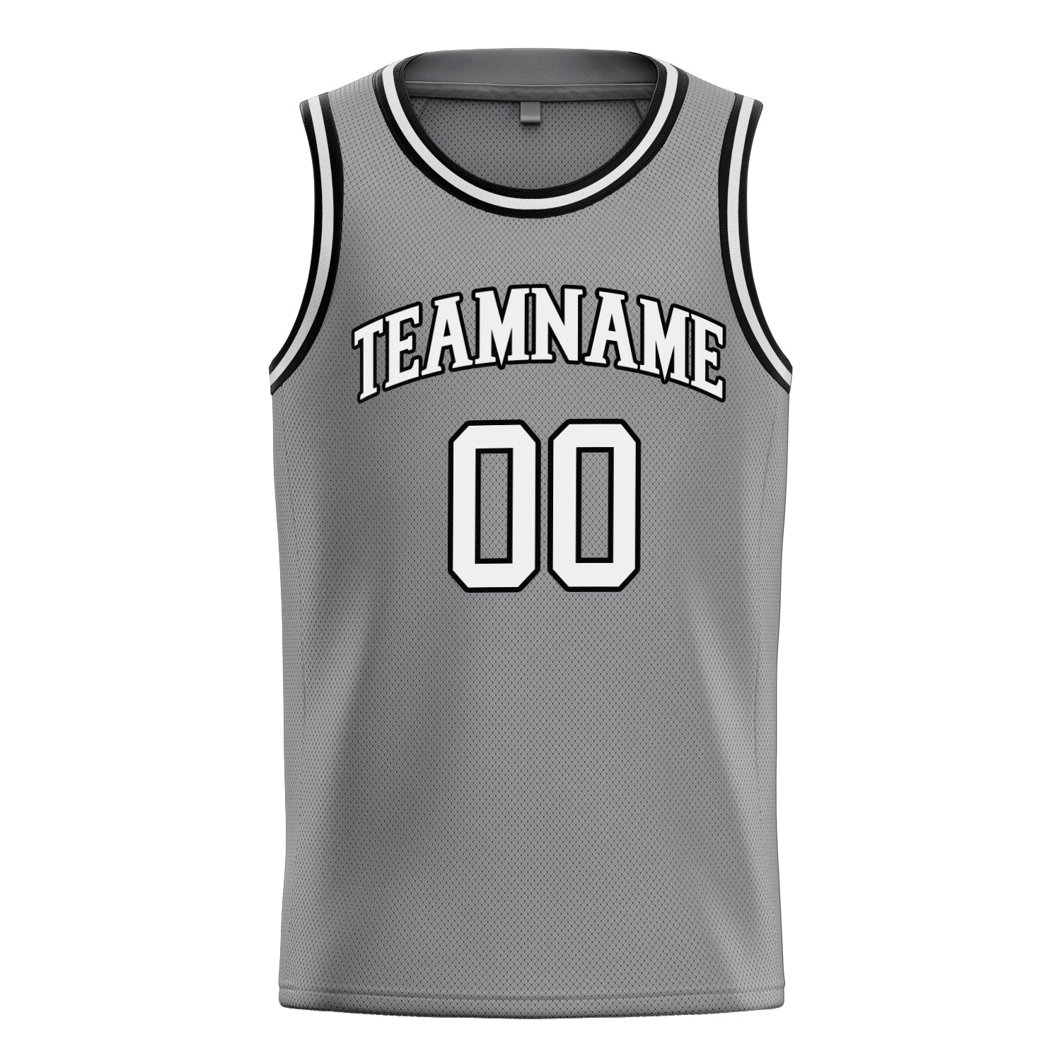 Personalized Gray & White Solid Color Basketball Jersey