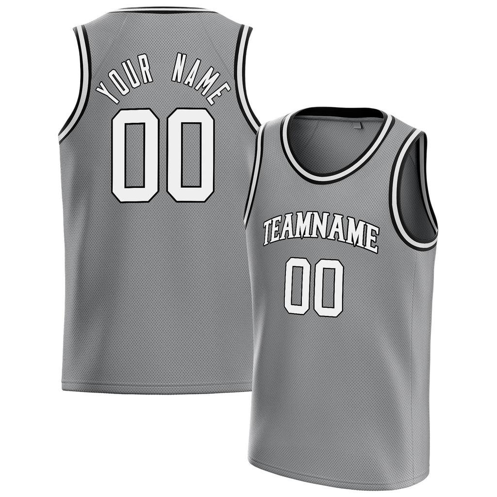 Personalized Gray & White Solid Color Basketball Jersey