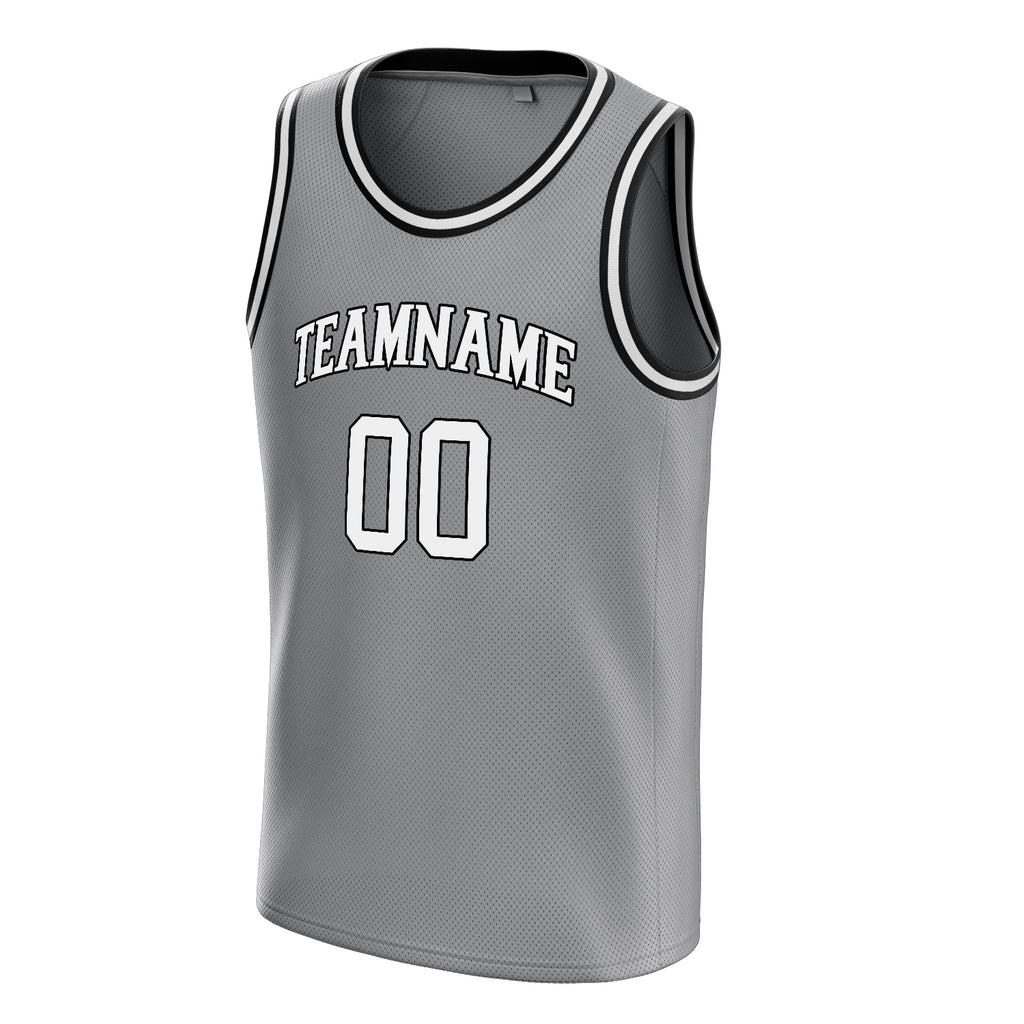 Personalized Gray & White Solid Color Basketball Jersey