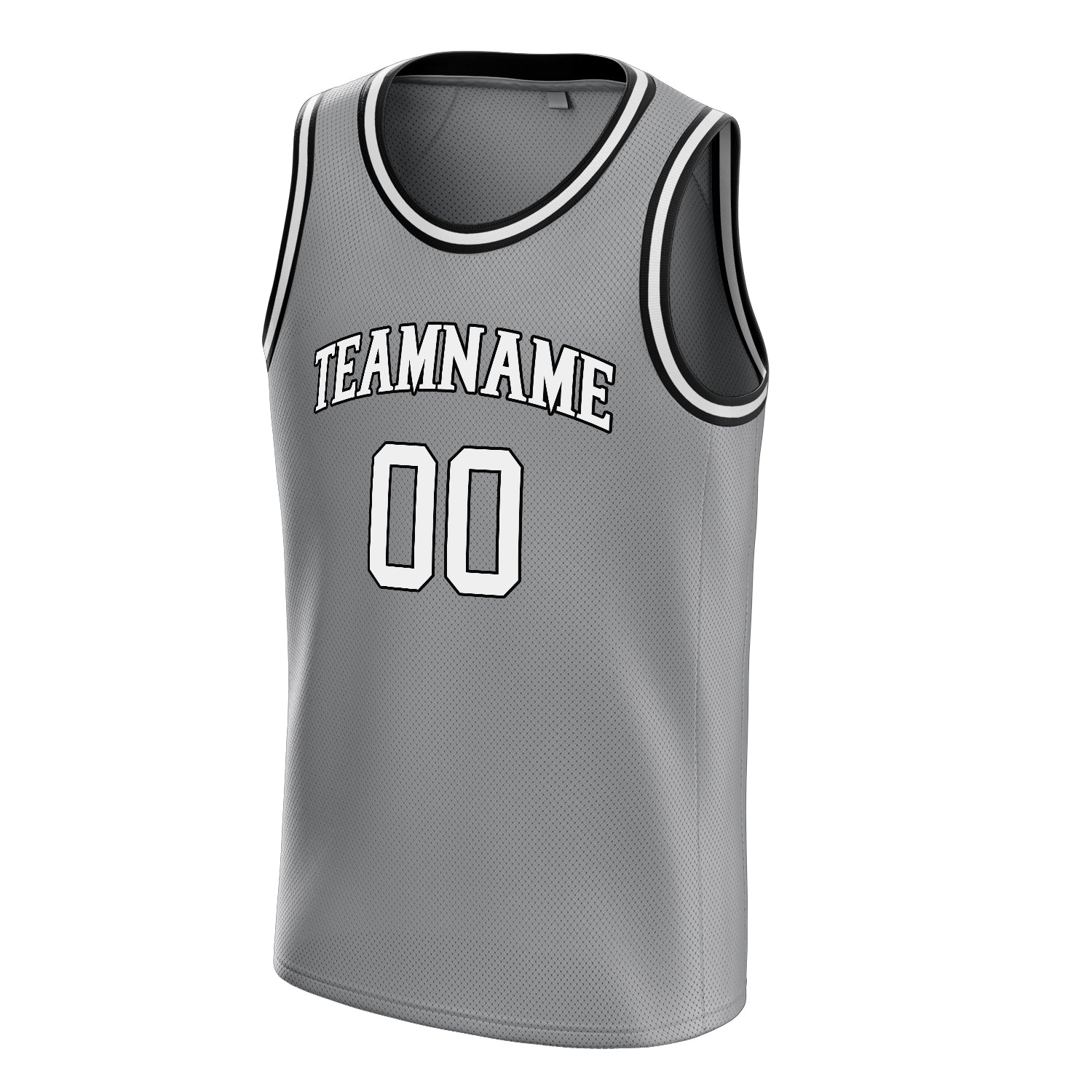 Personalized Gray & White Solid Color Basketball Jersey