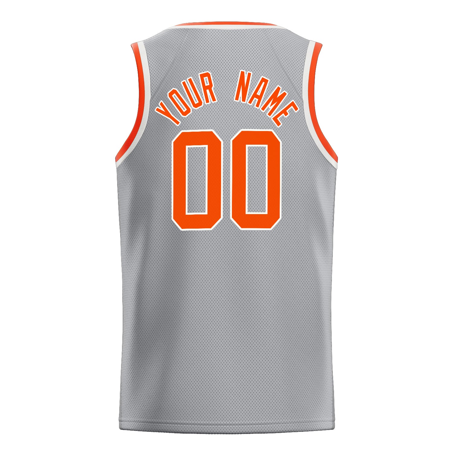 Personalized Gray & Orange Solid Color Basketball Jersey