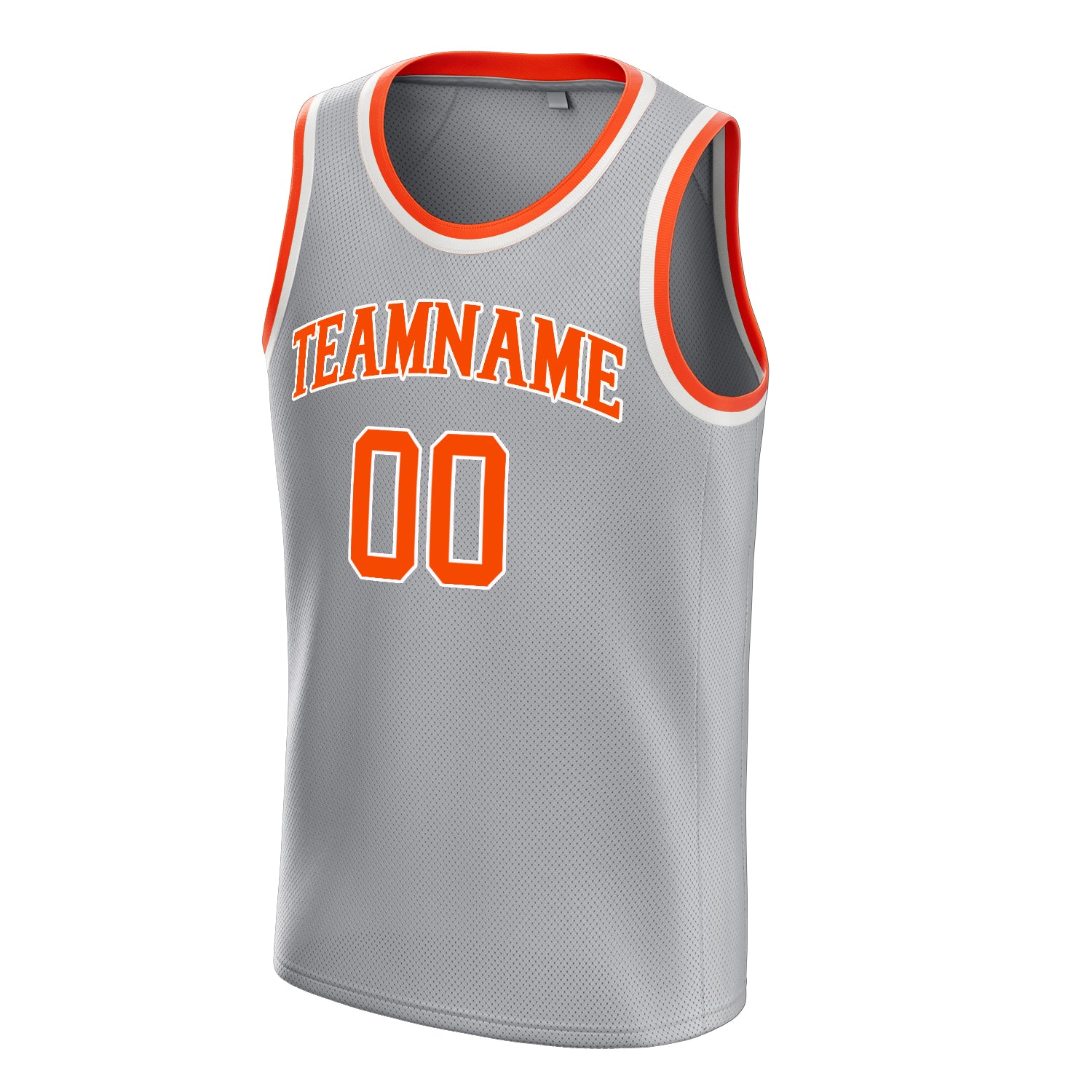 Personalized Gray & Orange Solid Color Basketball Jersey