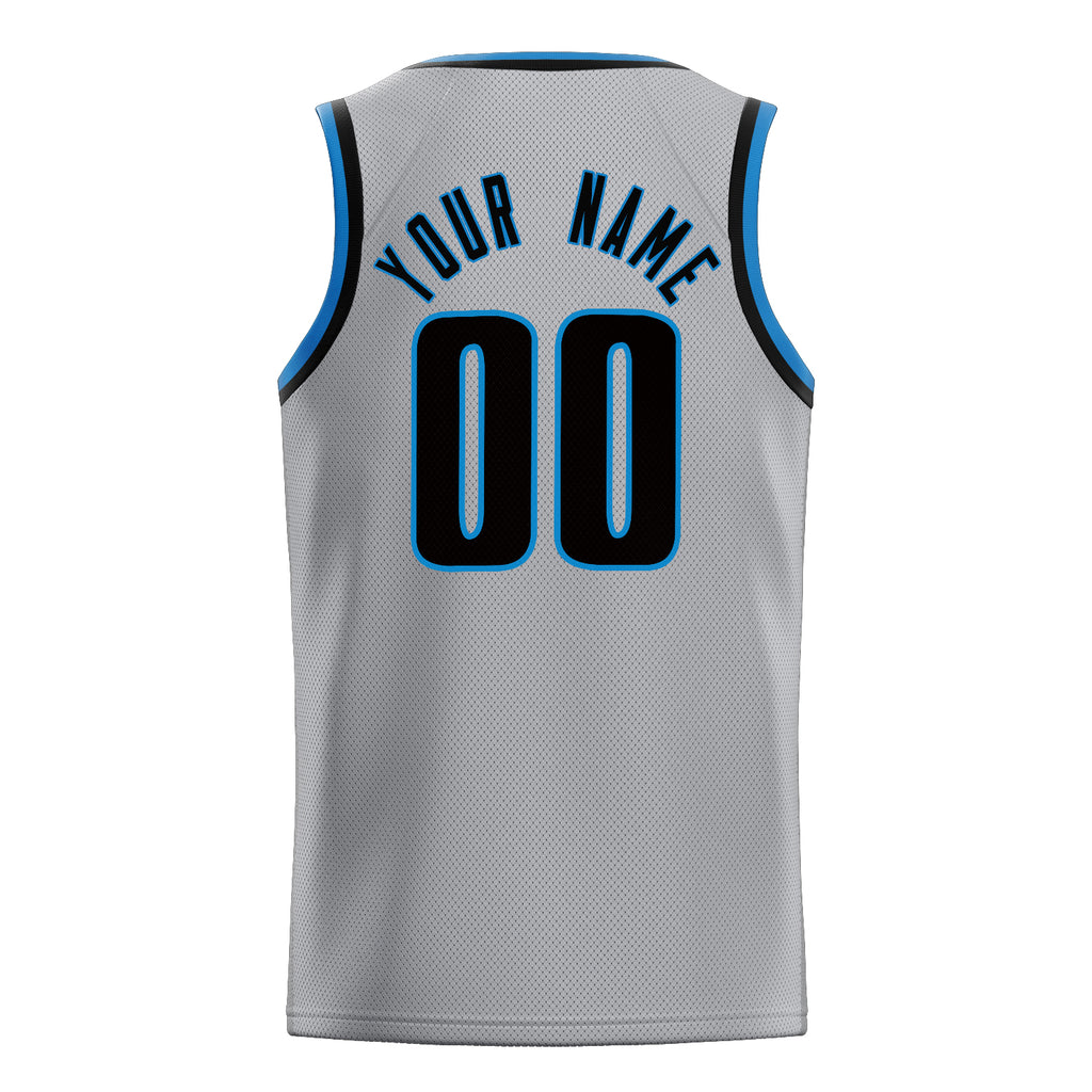 Personalized Gray & Navy Solid Color Basketball Jersey