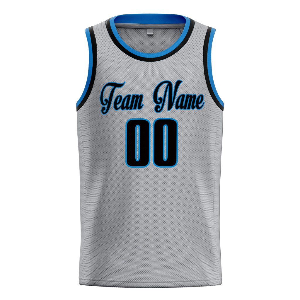 Personalized Gray & Navy Solid Color Basketball Jersey