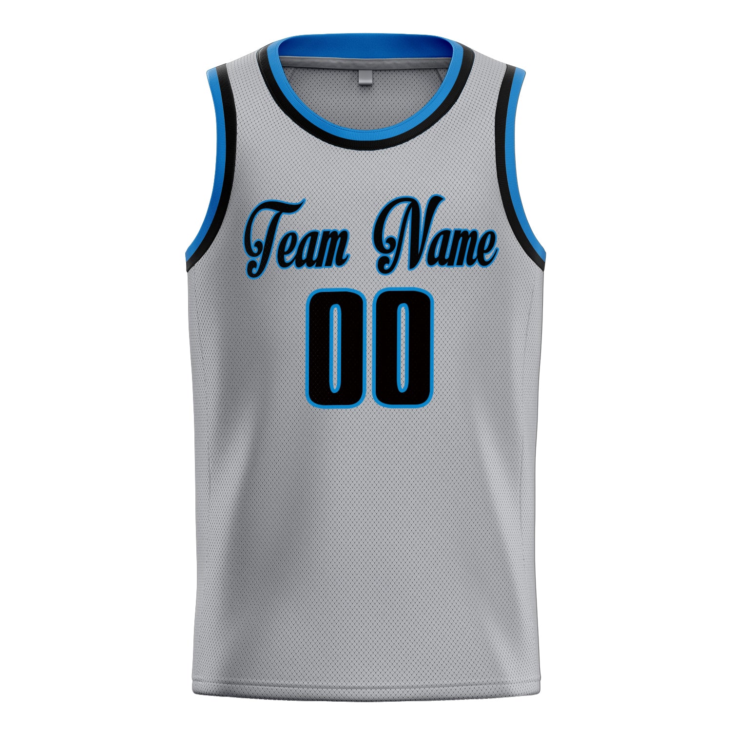 Personalized Gray & Navy Solid Color Basketball Jersey