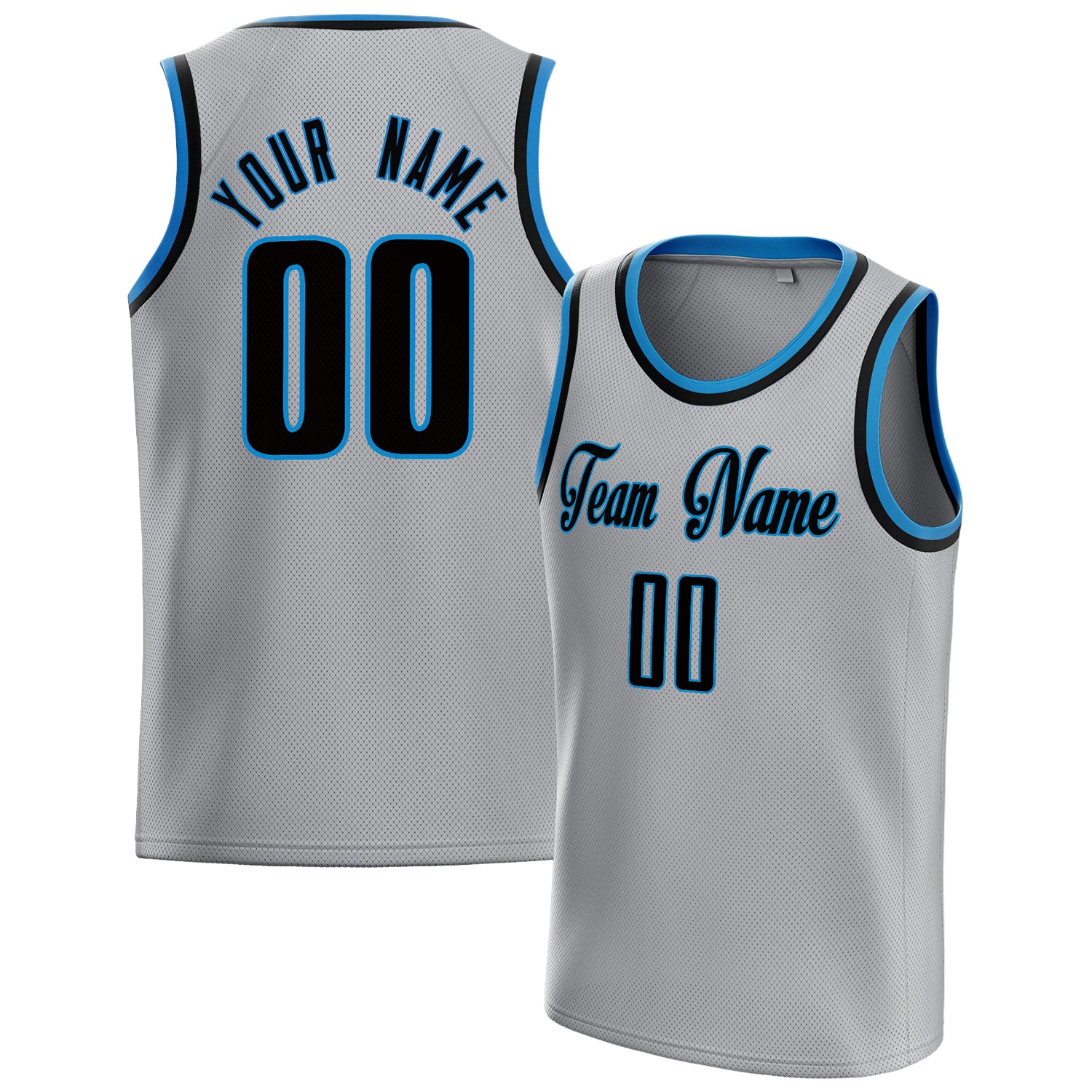 Personalized Gray & Navy Solid Color Basketball Jersey