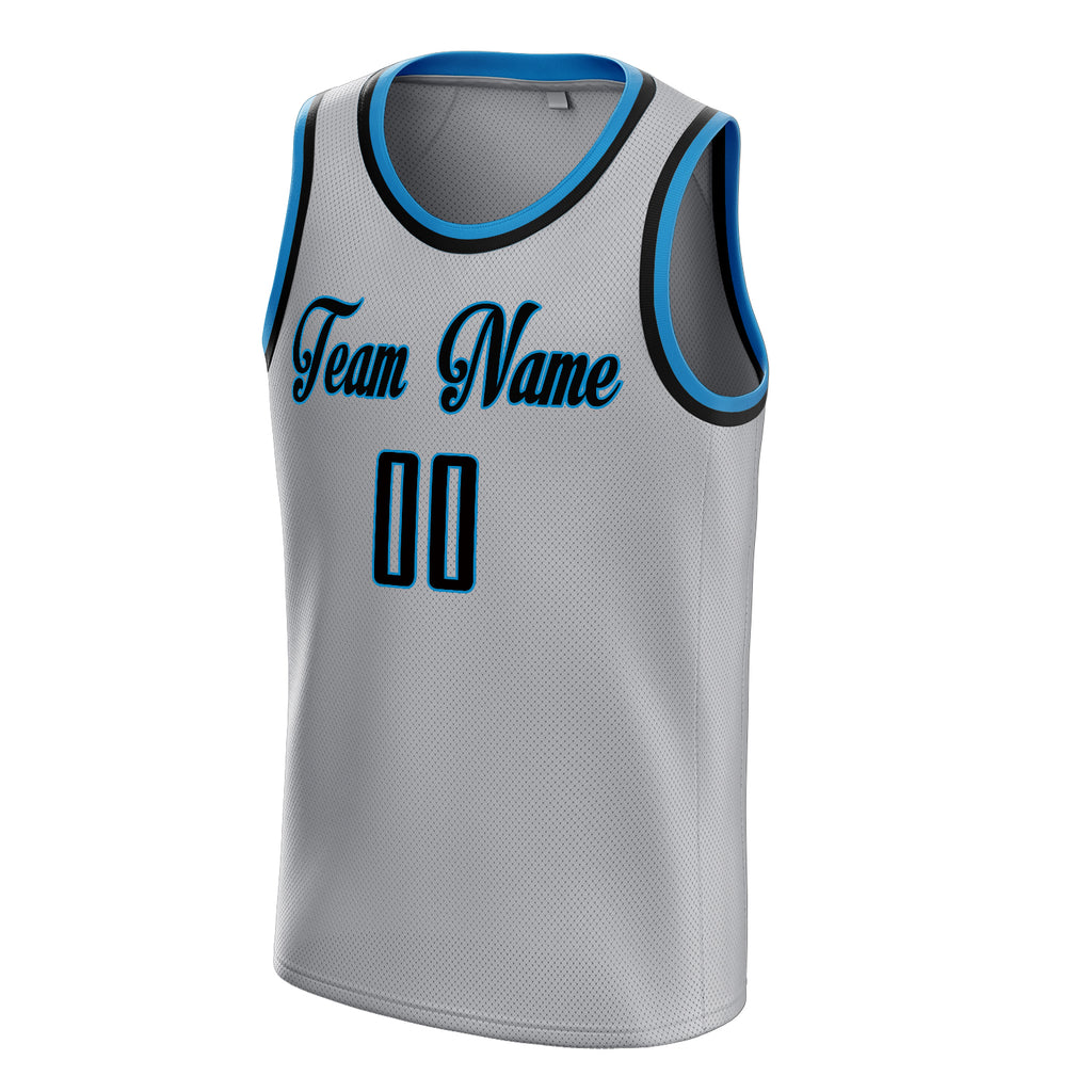 Personalized Gray & Navy Solid Color Basketball Jersey