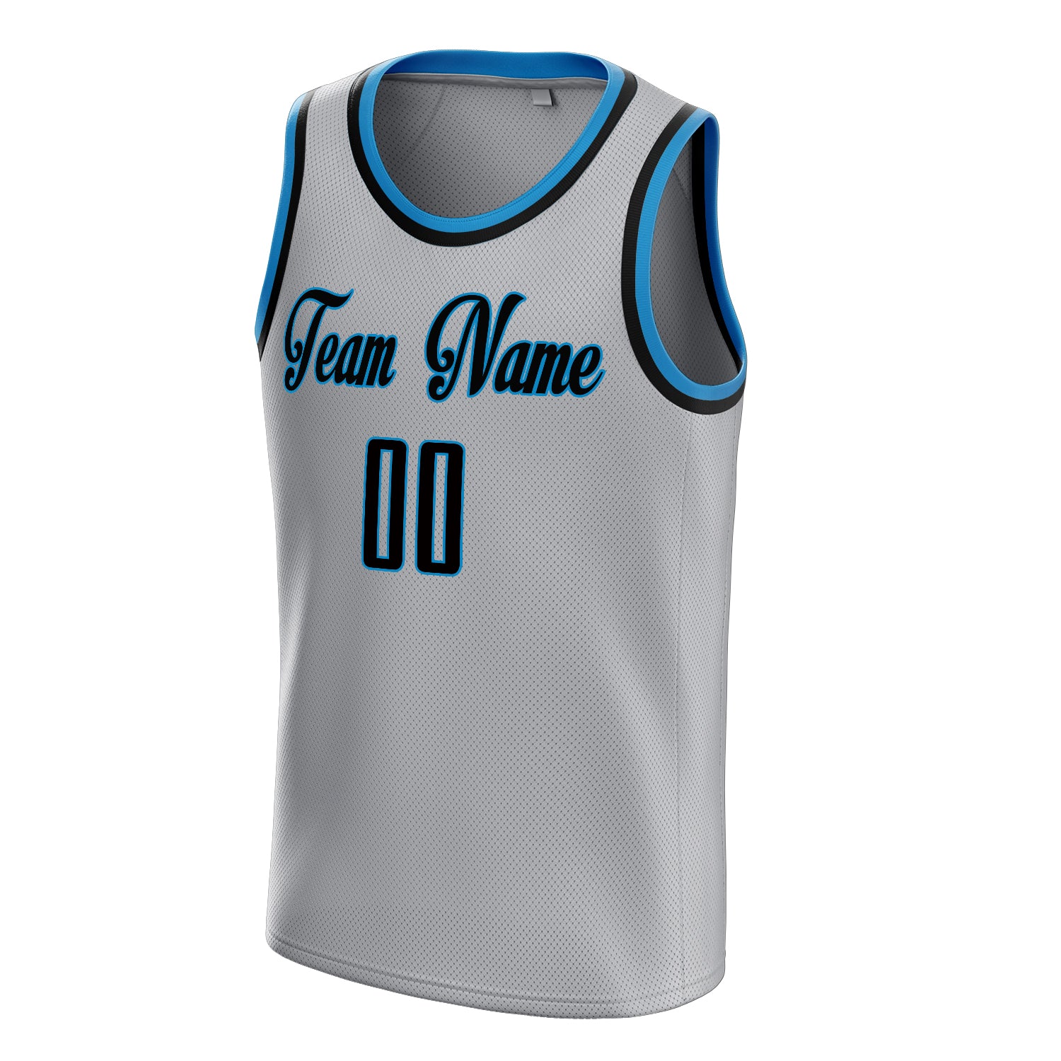 Personalized Gray & Navy Solid Color Basketball Jersey