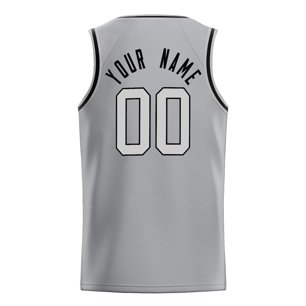 Personalized Gray & Black Solid Color Basketball Jersey