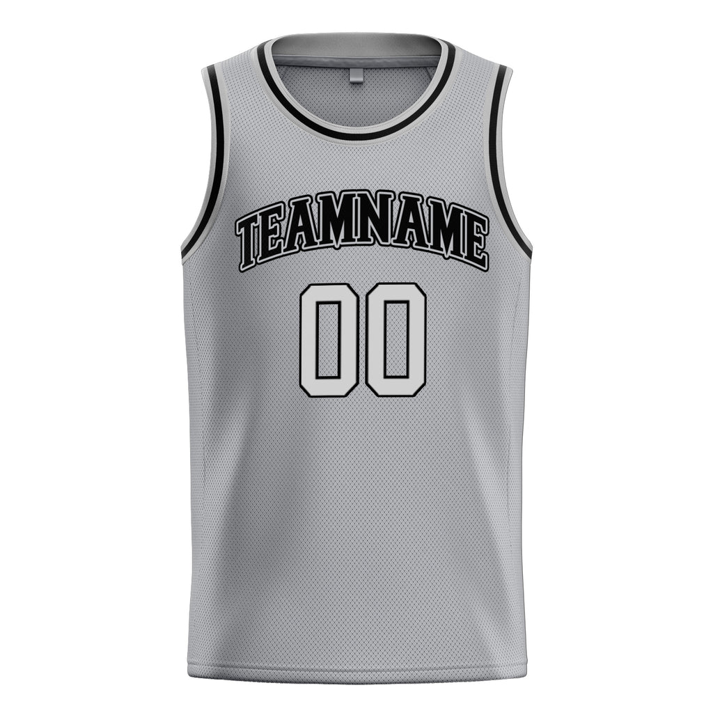Personalized Gray & Black Solid Color Basketball Jersey