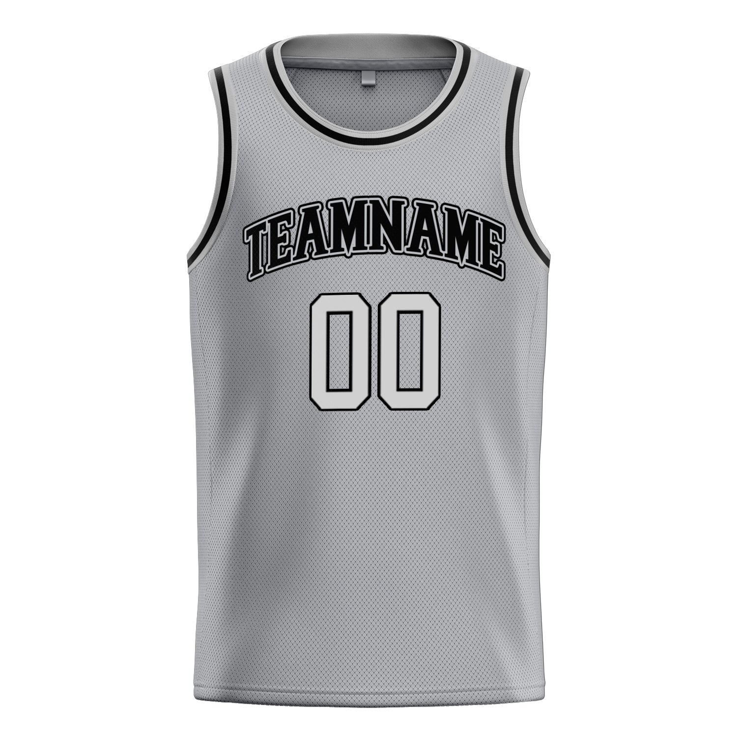 Personalized Gray & Black Solid Color Basketball Jersey
