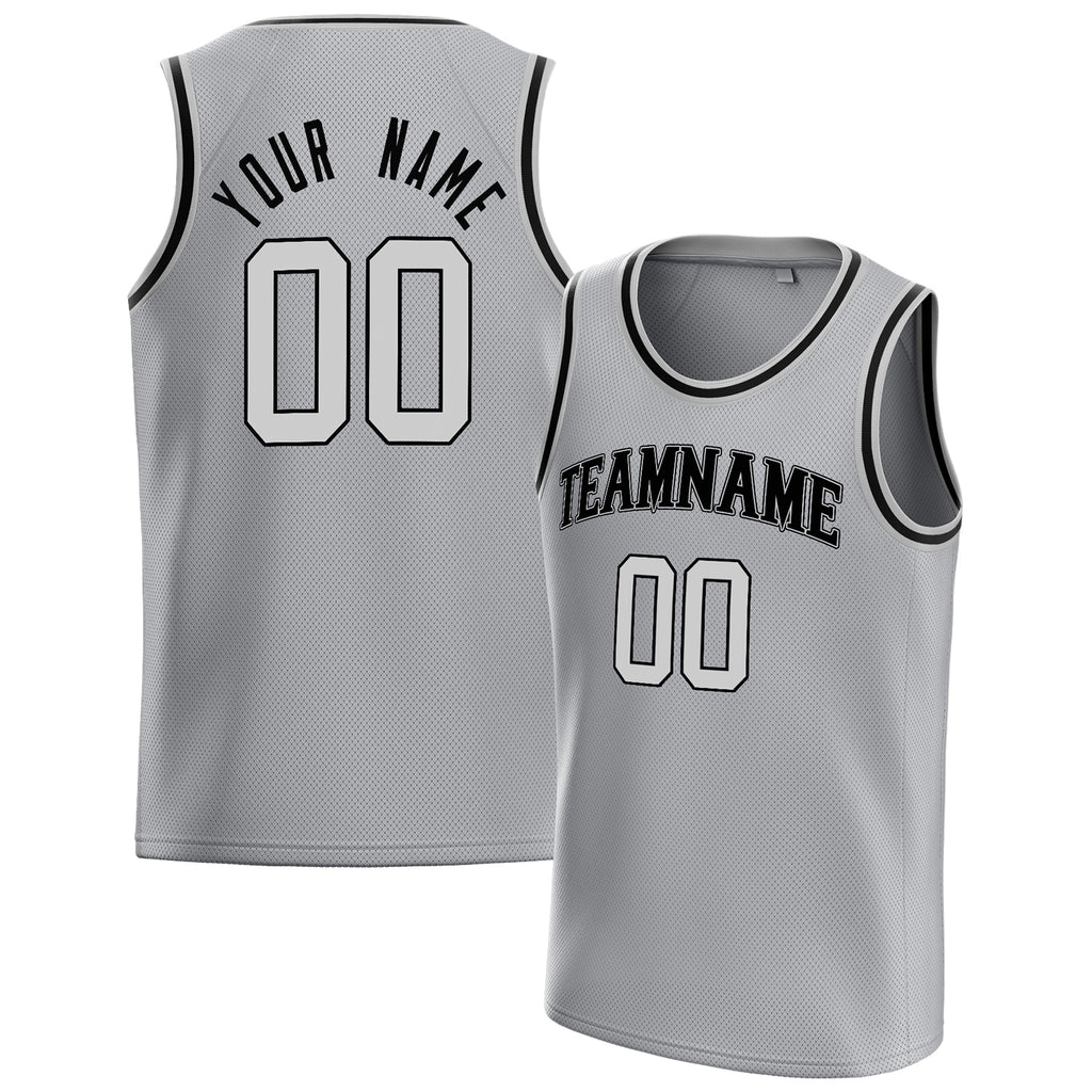 Personalized Gray & Black Solid Color Basketball Jersey