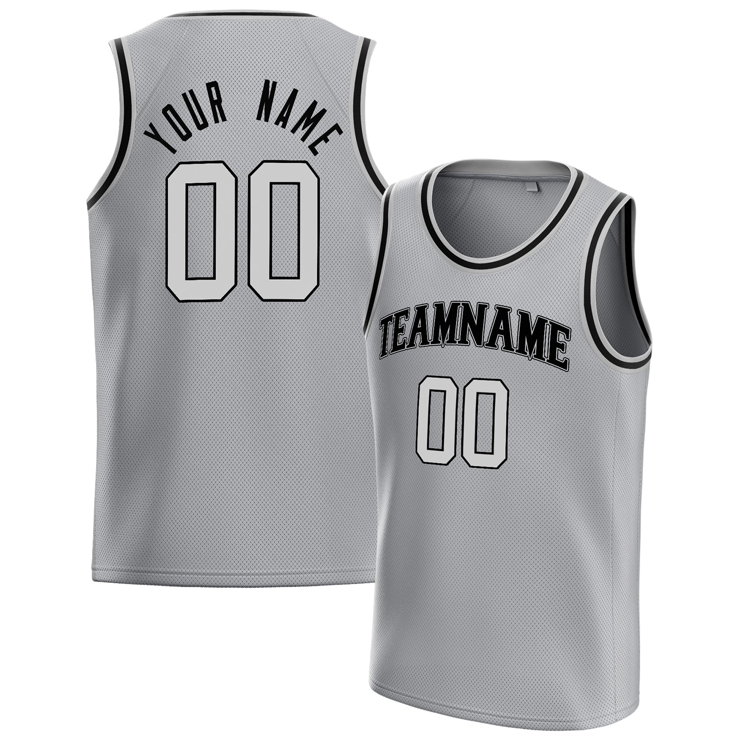 Personalized Gray & Black Solid Color Basketball Jersey