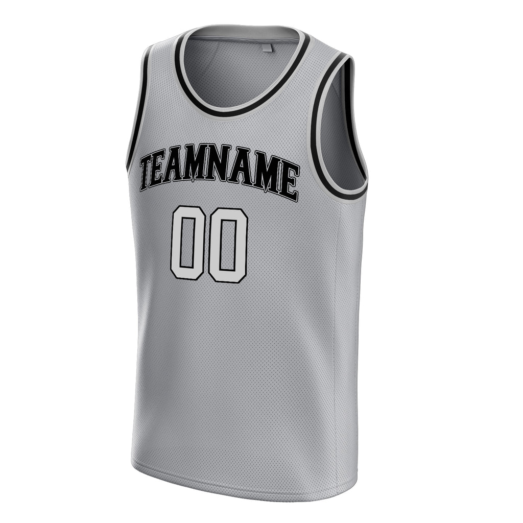 Personalized Gray & Black Solid Color Basketball Jersey