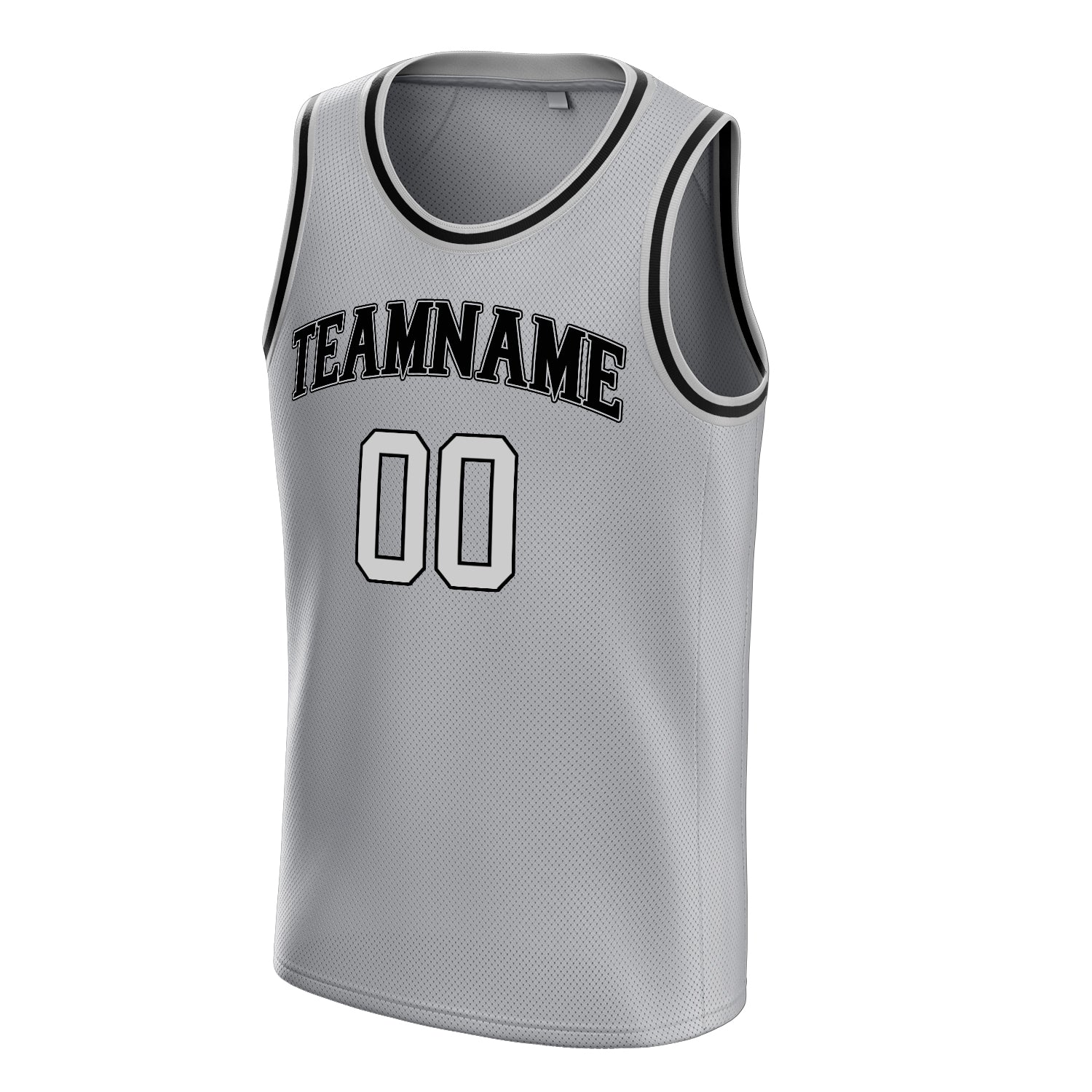 Personalized Gray & Black Solid Color Basketball Jersey
