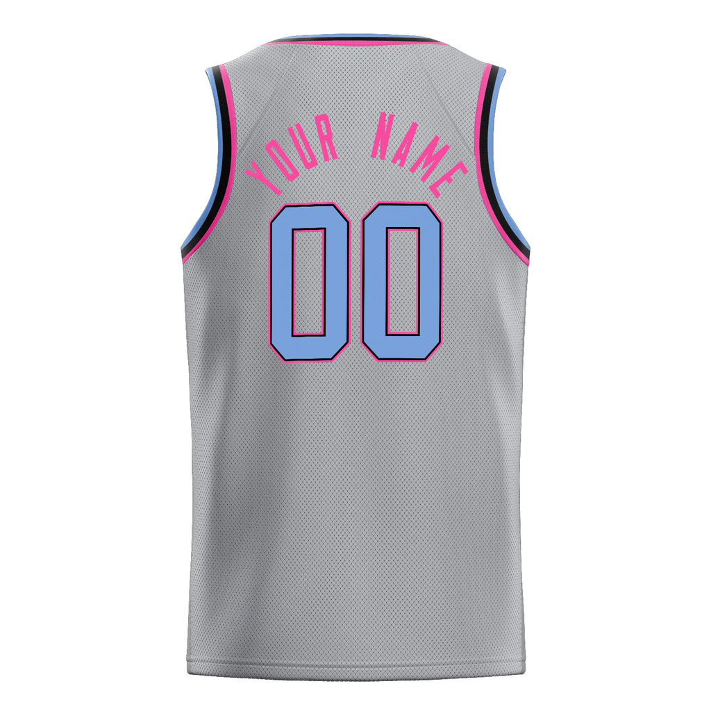 Personalized Gray & Purple Solid Color Basketball Jersey