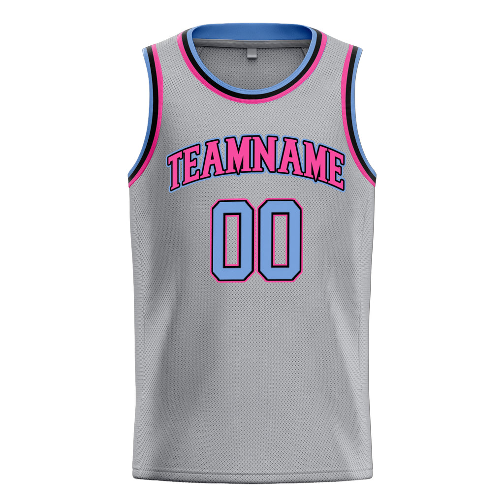 Personalized Gray & Purple Solid Color Basketball Jersey