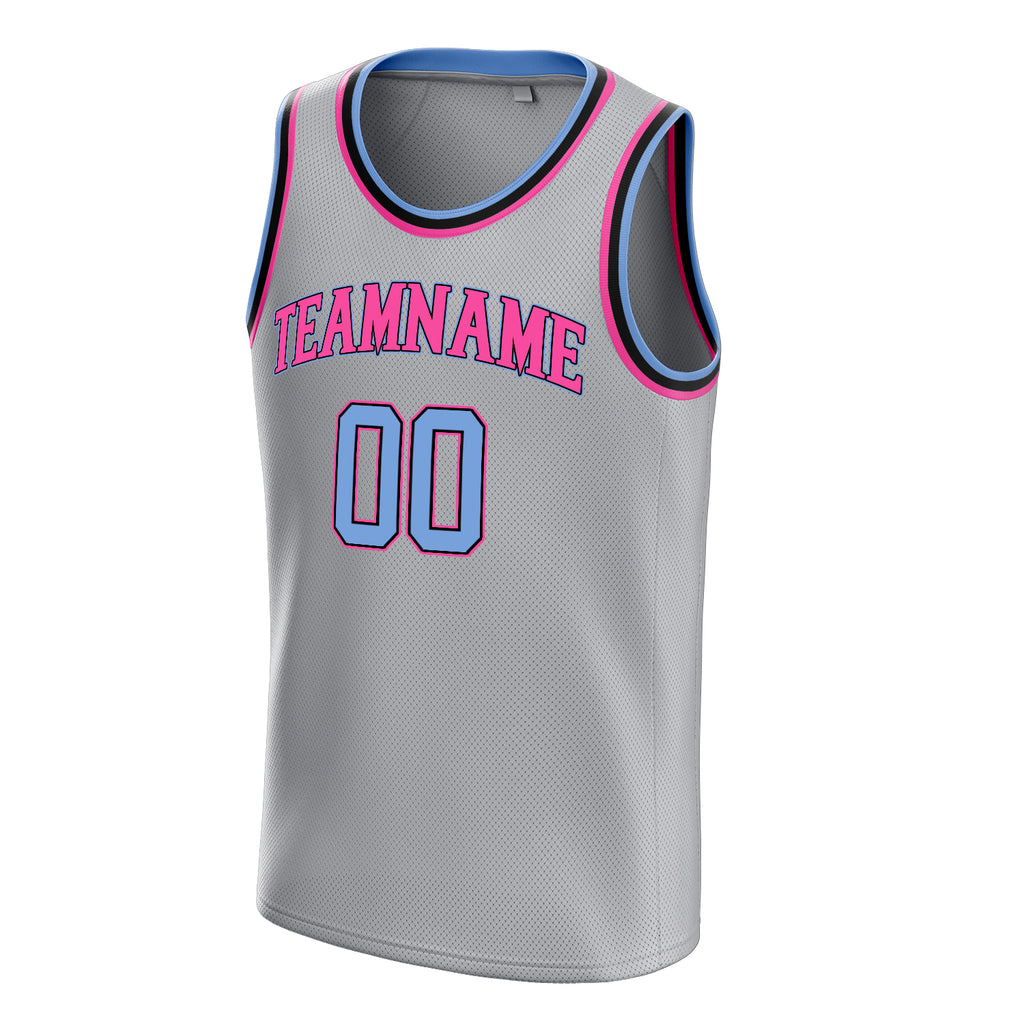 Personalized Gray & Purple Solid Color Basketball Jersey