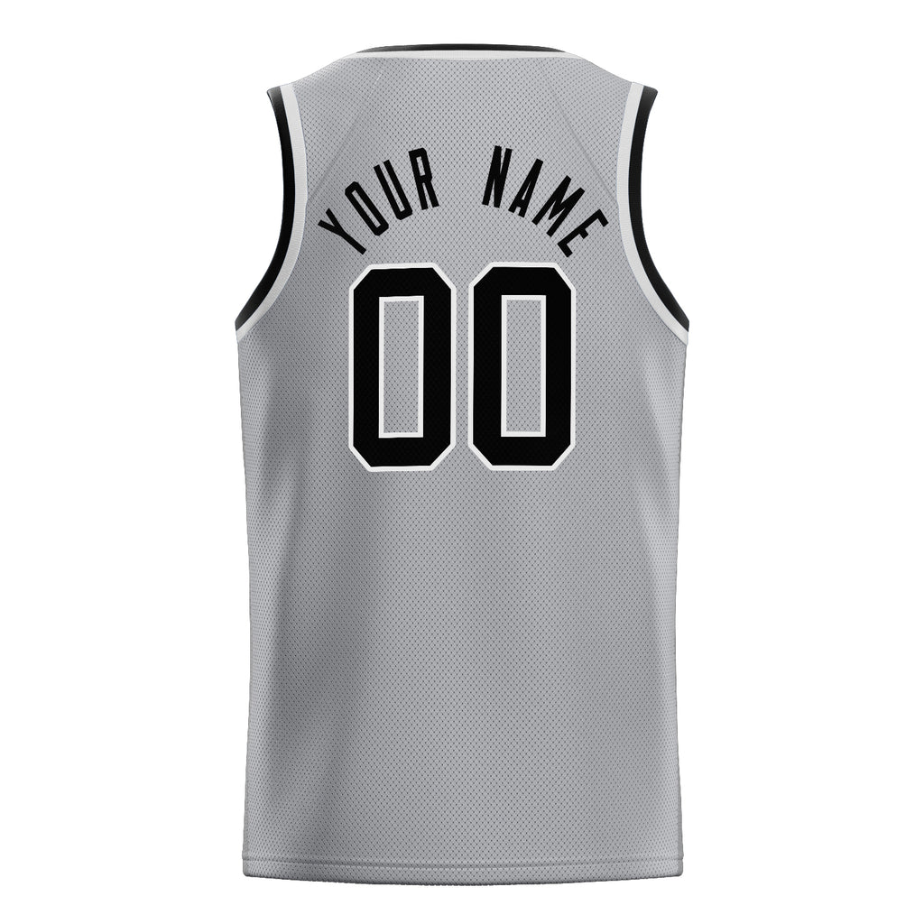 Personalized Gray & Black Solid Color Basketball Jersey