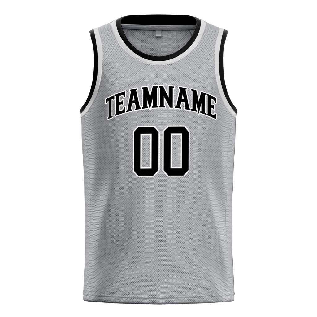 Personalized Gray & Black Solid Color Basketball Jersey