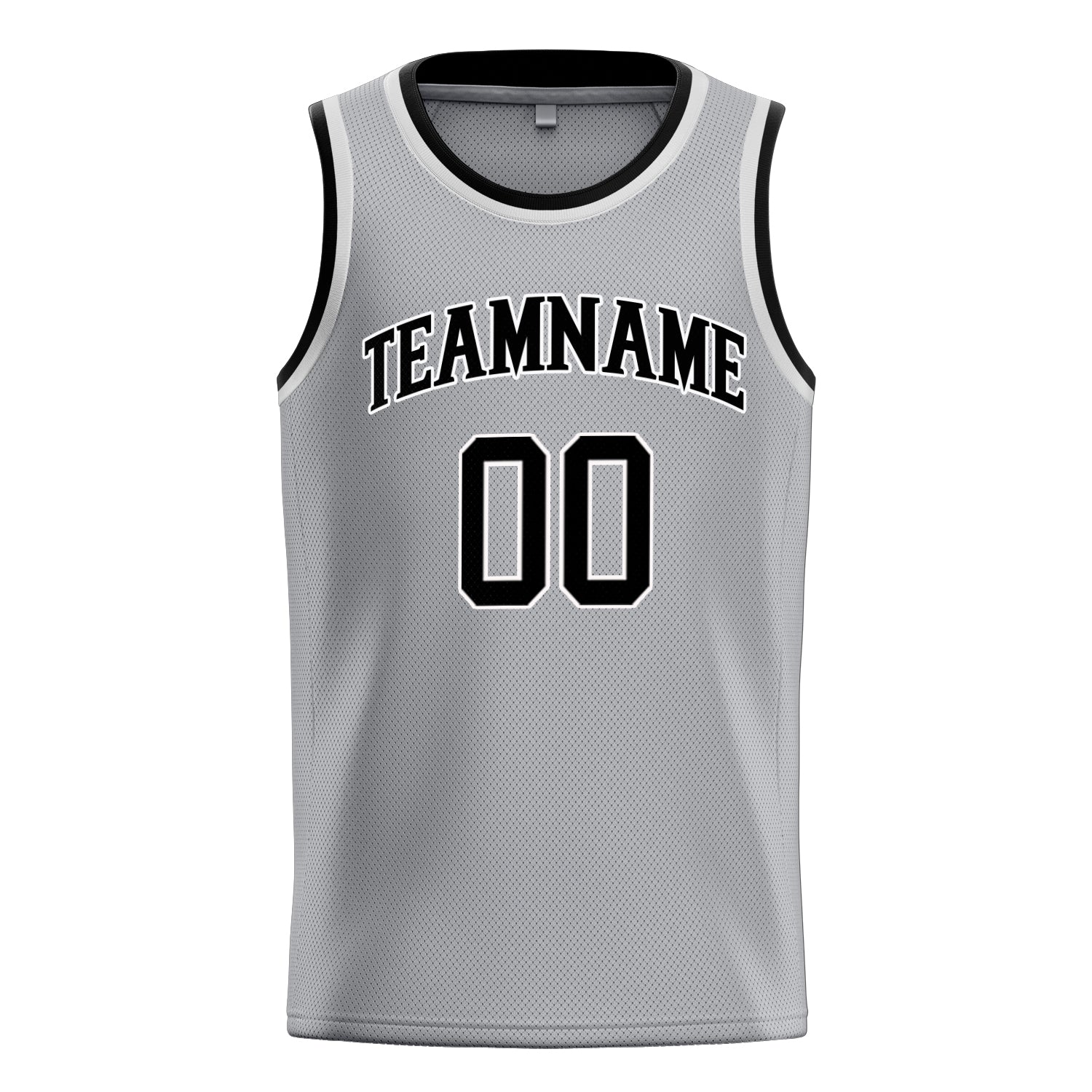 Personalized Gray & Black Solid Color Basketball Jersey