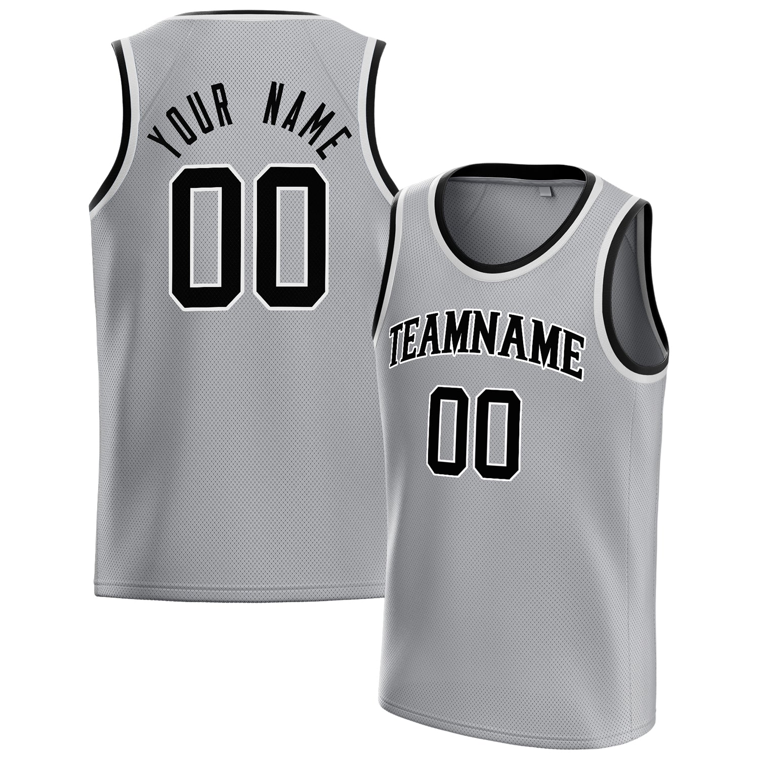 Personalized Gray & Black Solid Color Basketball Jersey