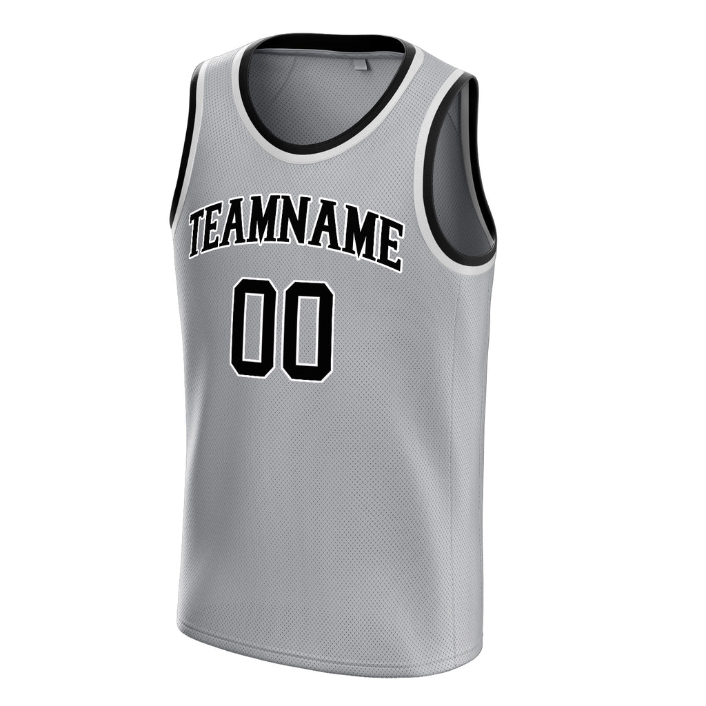 Personalized Gray & Black Solid Color Basketball Jersey
