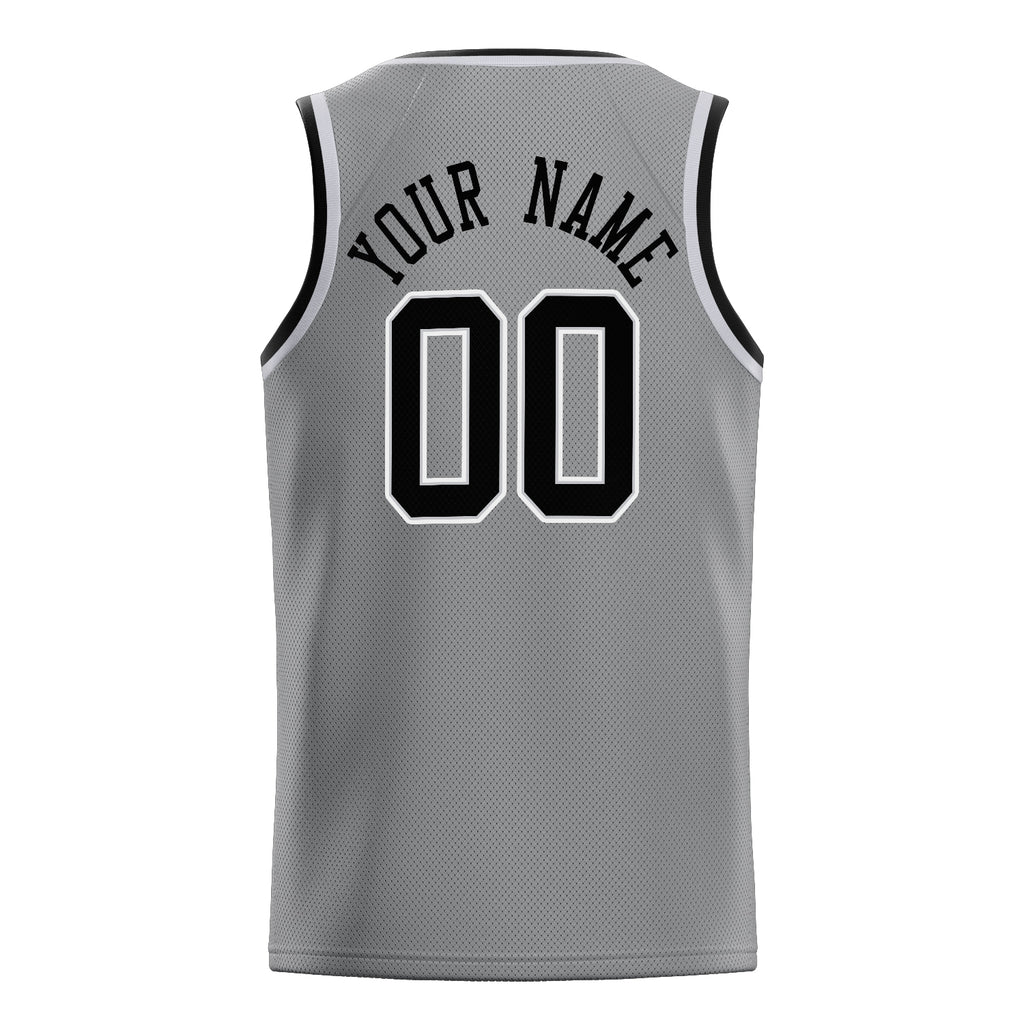 Personalized Gray & Black Solid Color Basketball Jersey