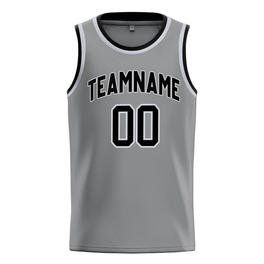 Personalized Gray & Black Solid Color Basketball Jersey