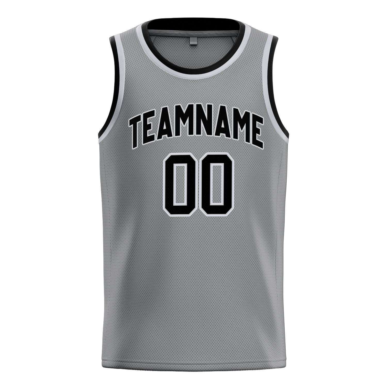 Personalized Gray & Black Solid Color Basketball Jersey