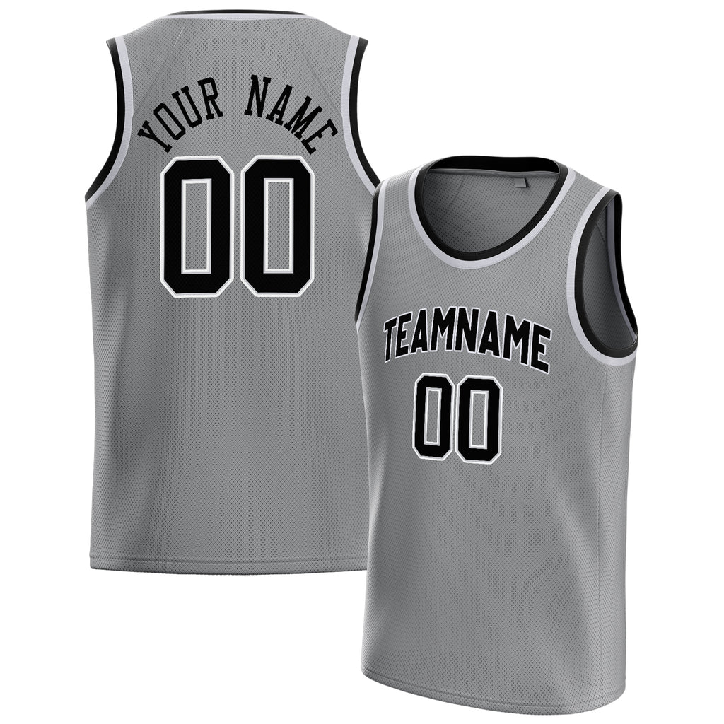 Personalized Gray & Black Solid Color Basketball Jersey