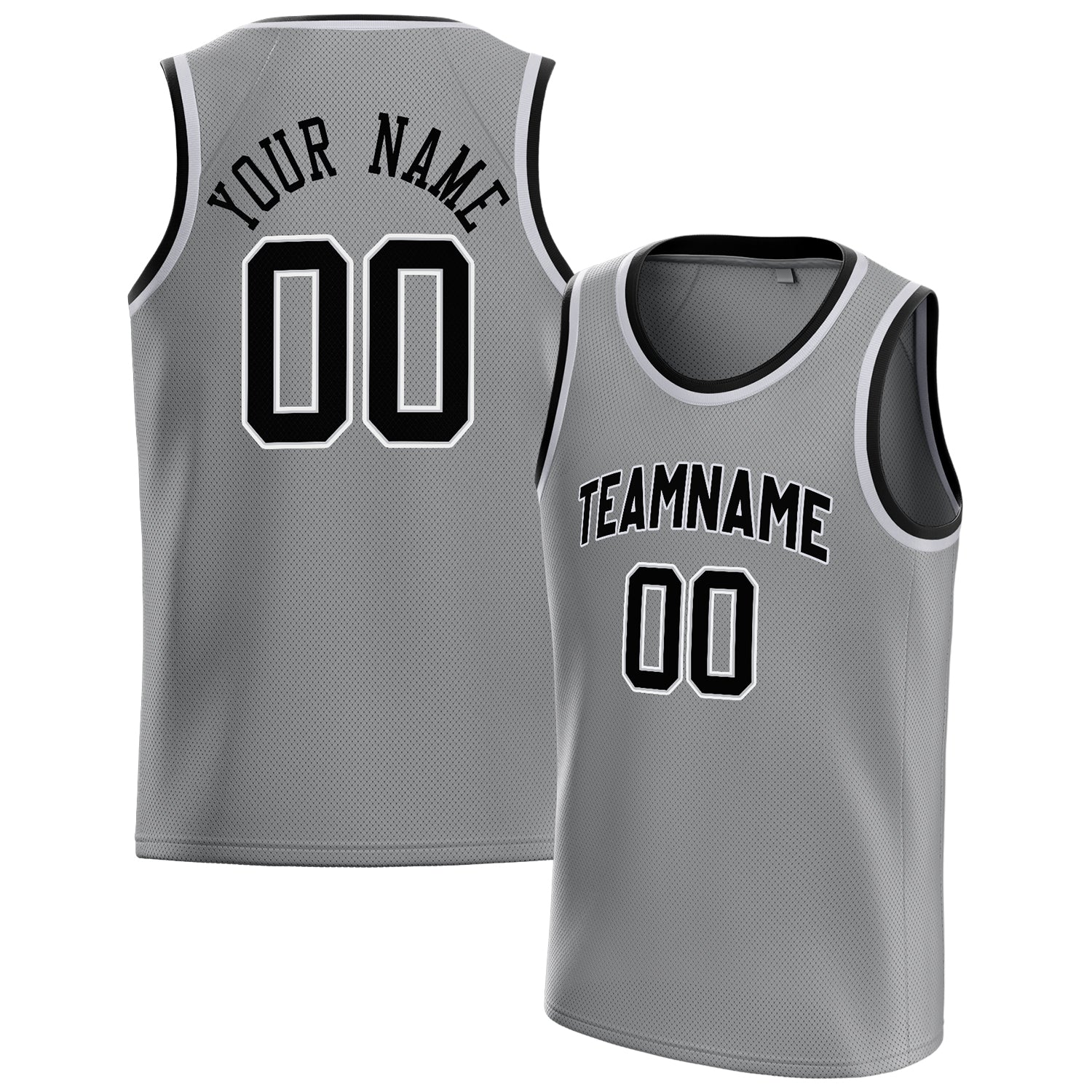 Personalized Gray & Black Solid Color Basketball Jersey