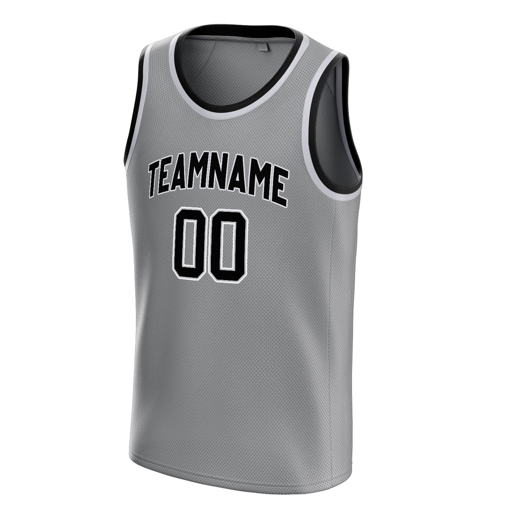 Personalized Gray & Black Solid Color Basketball Jersey
