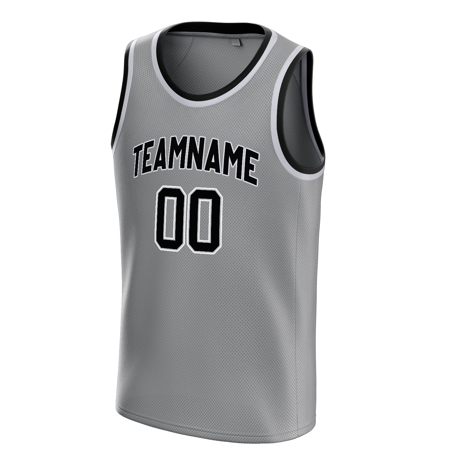 Personalized Gray & Black Solid Color Basketball Jersey