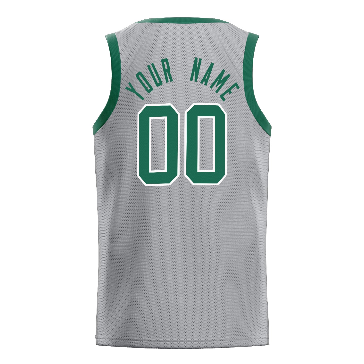 Personalized Gray & Kelly Green Solid Color Basketball Jersey