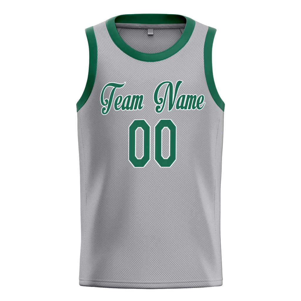 Personalized Gray & Kelly Green Solid Color Basketball Jersey