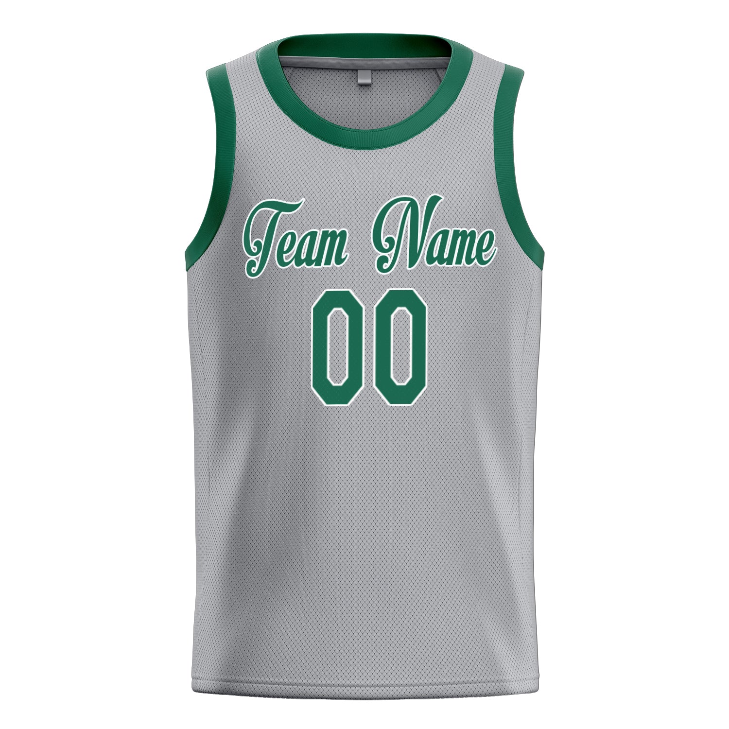 Personalized Gray & Kelly Green Solid Color Basketball Jersey