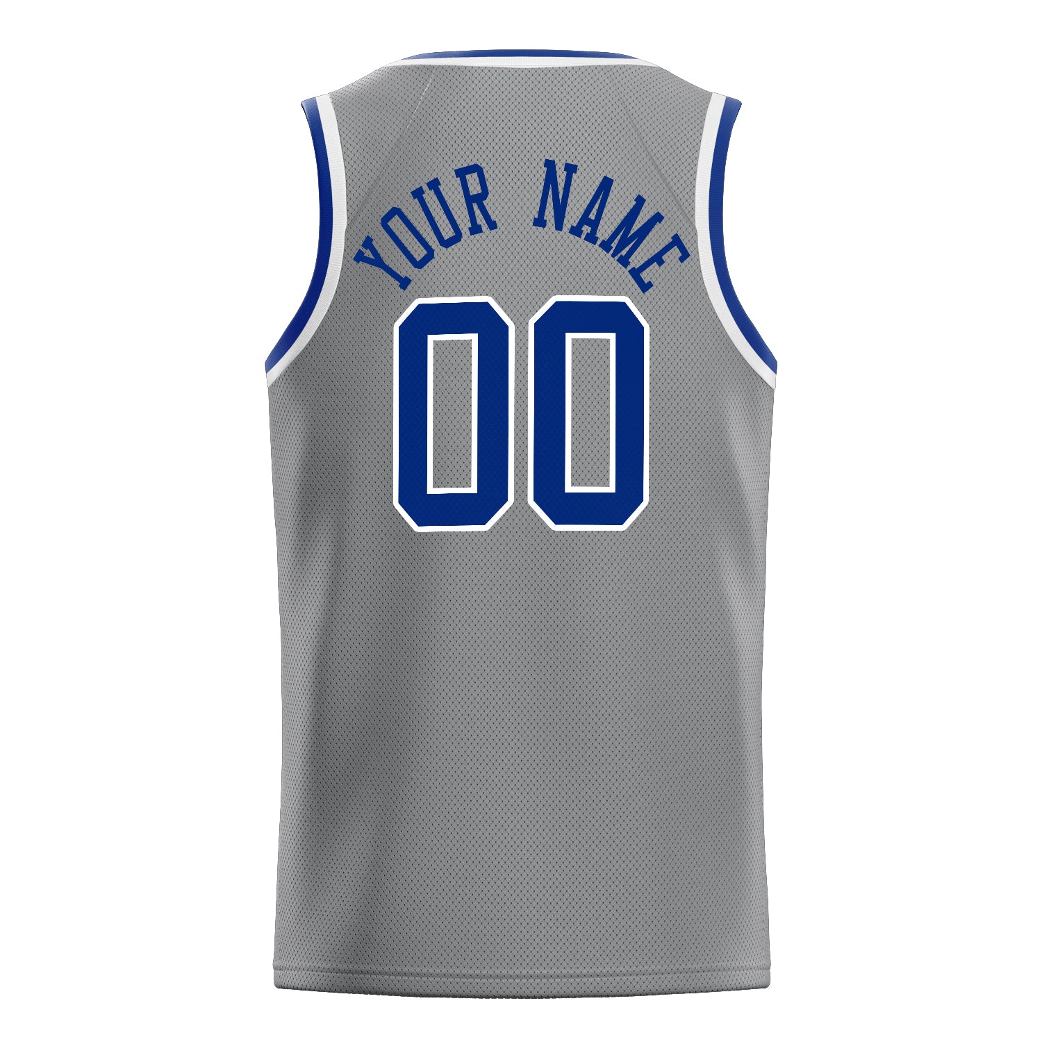 Personalized Gray & Royal Solid Color Basketball Jersey